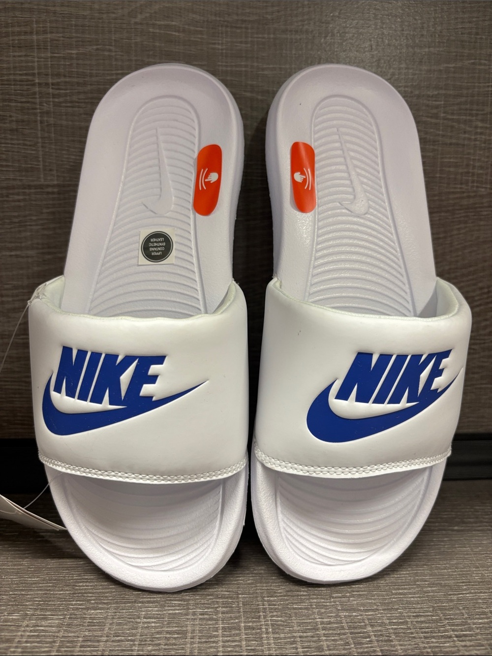 Men's Nike Victori One Slides/Sandals (White/Royal Blue) - Size 6